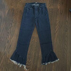 PAIGE WOMEN'S FLORA FRAYED RUFFLE HEM JEANS MERRITT WASH sz 25 DENIM